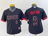 Youth Cincinnati Reds #9 Matt McLain Number Black 2023 City Connect Cool Base Stitched Jersey2,baseball caps,new era cap wholesale,wholesale hats